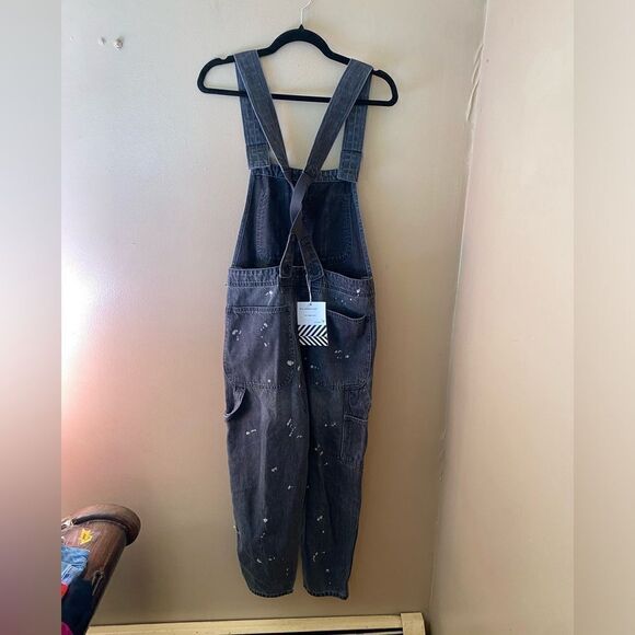 Sandrine Rose Free People denim overalls distressed painters ziggy black - Picture 14 of 16